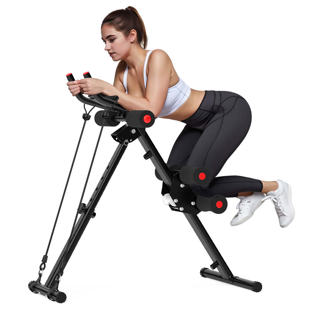 Foldable Abs Trainer Machine Waist Trainer Ab Cruncher with Resistance Band for Strength Training