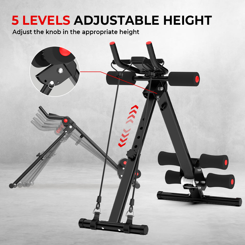 Foldable Abs Trainer Machine Waist Trainer Ab Cruncher with Resistance Band for Strength Training