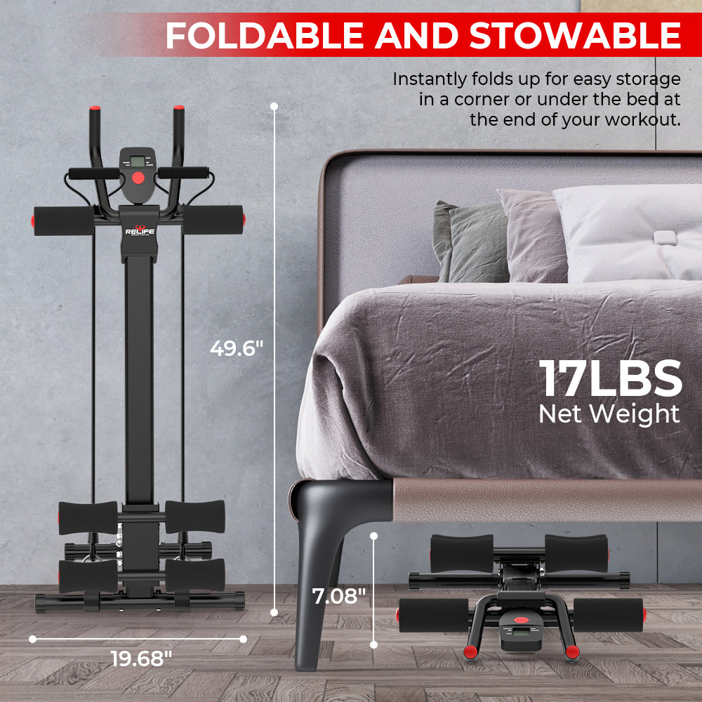 Foldable Abs Trainer Machine Waist Trainer Ab Cruncher with Resistance Band for Strength Training