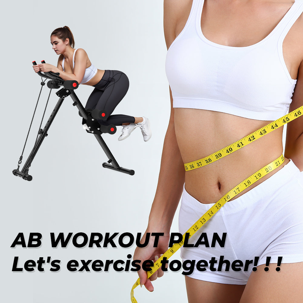 Foldable Abs Trainer Machine Waist Trainer Ab Cruncher with Resistance Band for Strength Training