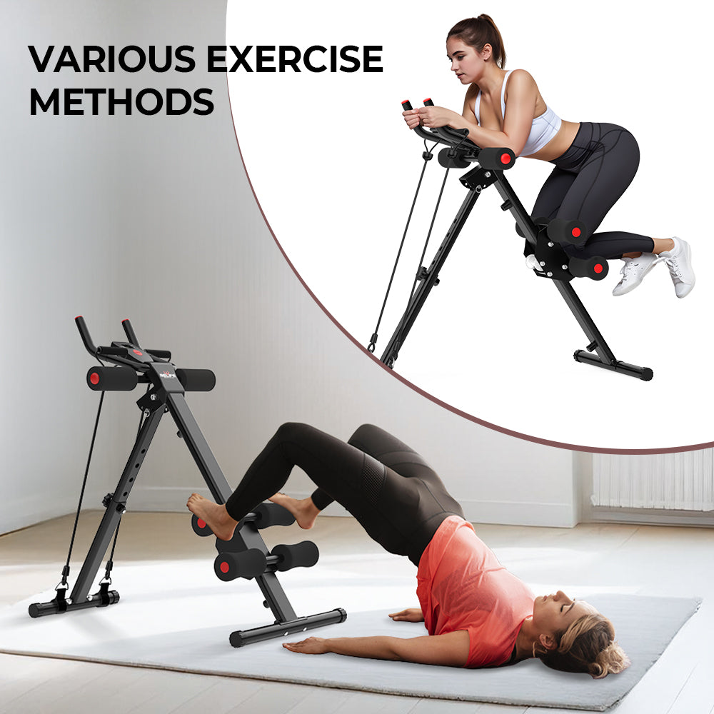 Foldable Abs Trainer Machine Waist Trainer Ab Cruncher with Resistance Band for Strength Training