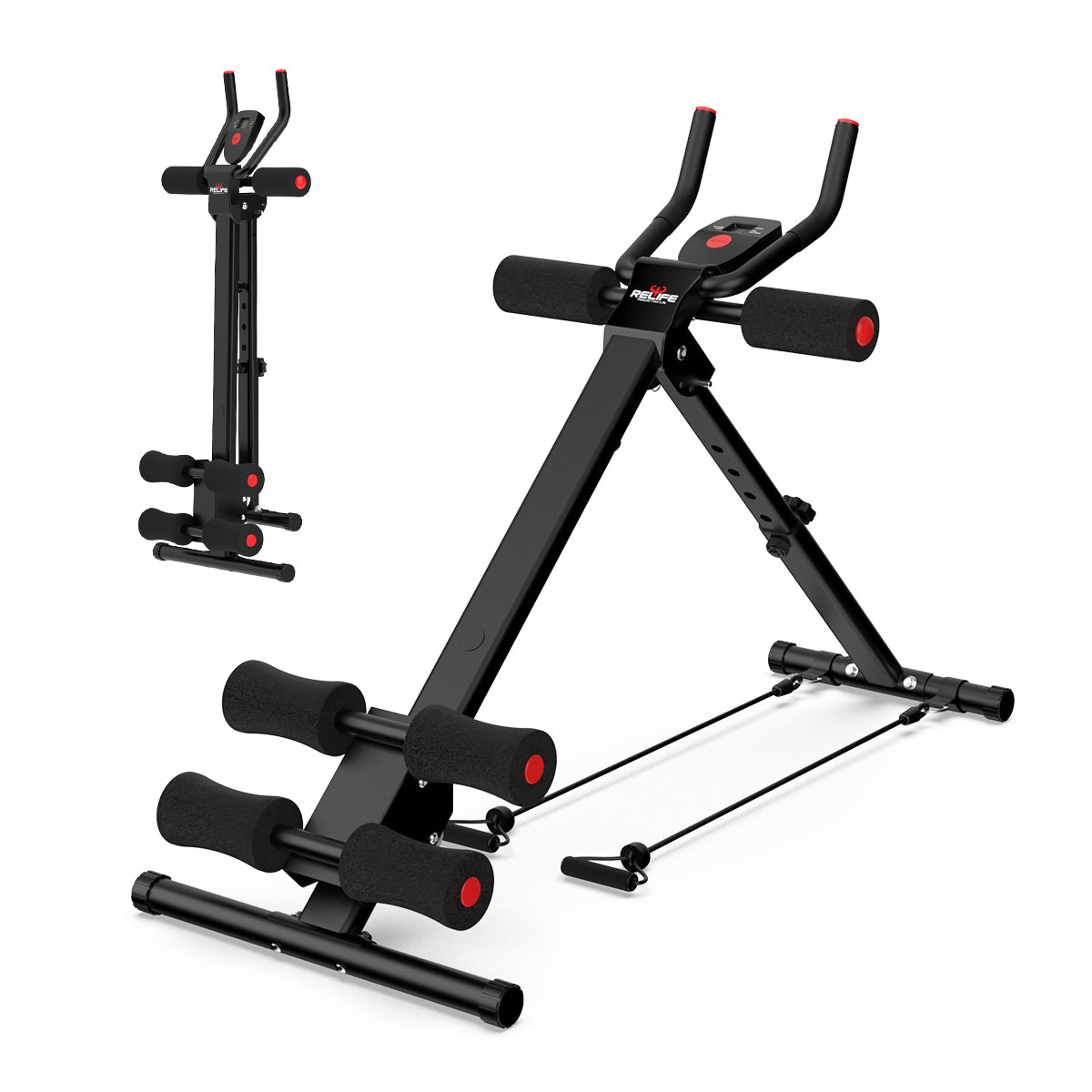 Foldable Abs Trainer Machine Waist Trainer Ab Cruncher with Resistance Band for Strength Training