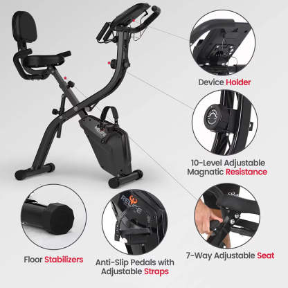 RELIFE 3 in 1 Exercise Bike Folding Exerpeutic Bike