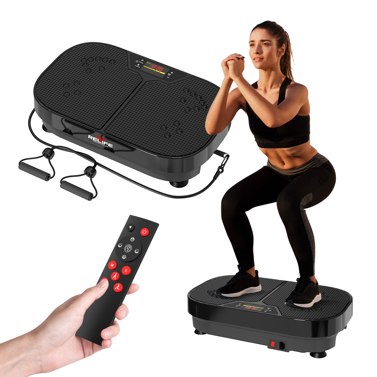 Whole Body Vibration Platform with Loop Bands for Fitness & Slimming