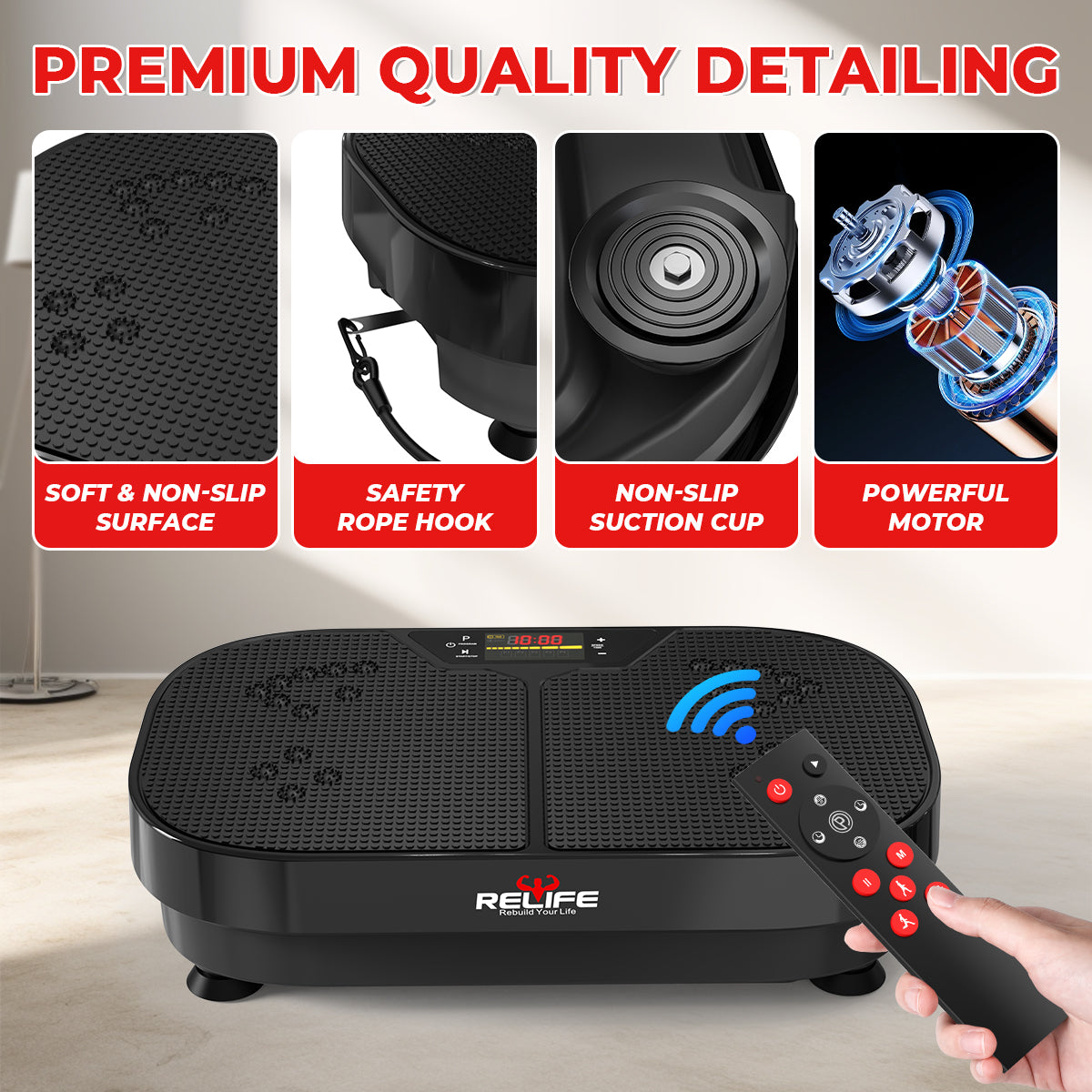 Whole Body Vibration Platform with Loop Bands for Fitness & Slimming