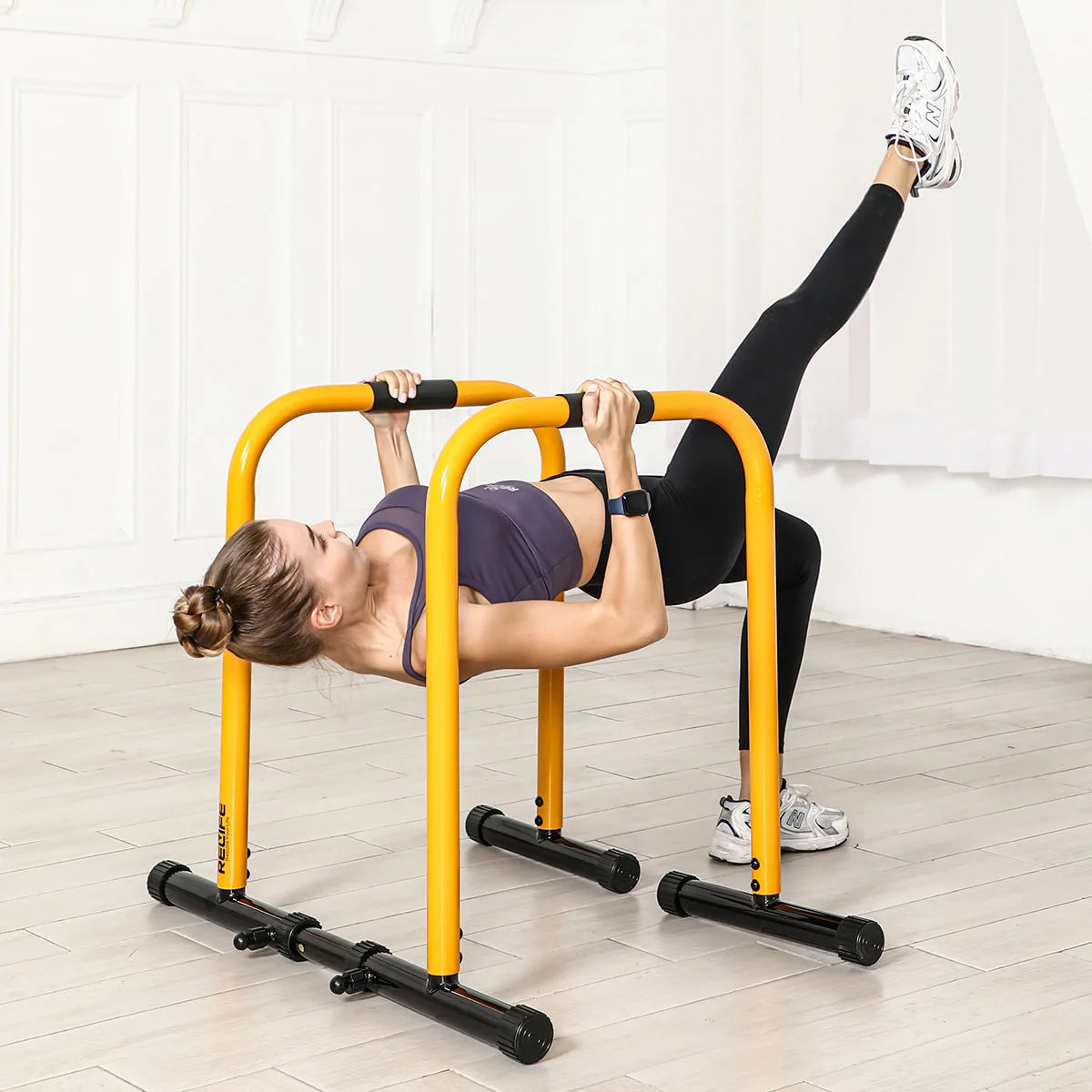 Adjustable Parallette Dip Bar Station Fitness Workout Dip Stand Station Machine for Home