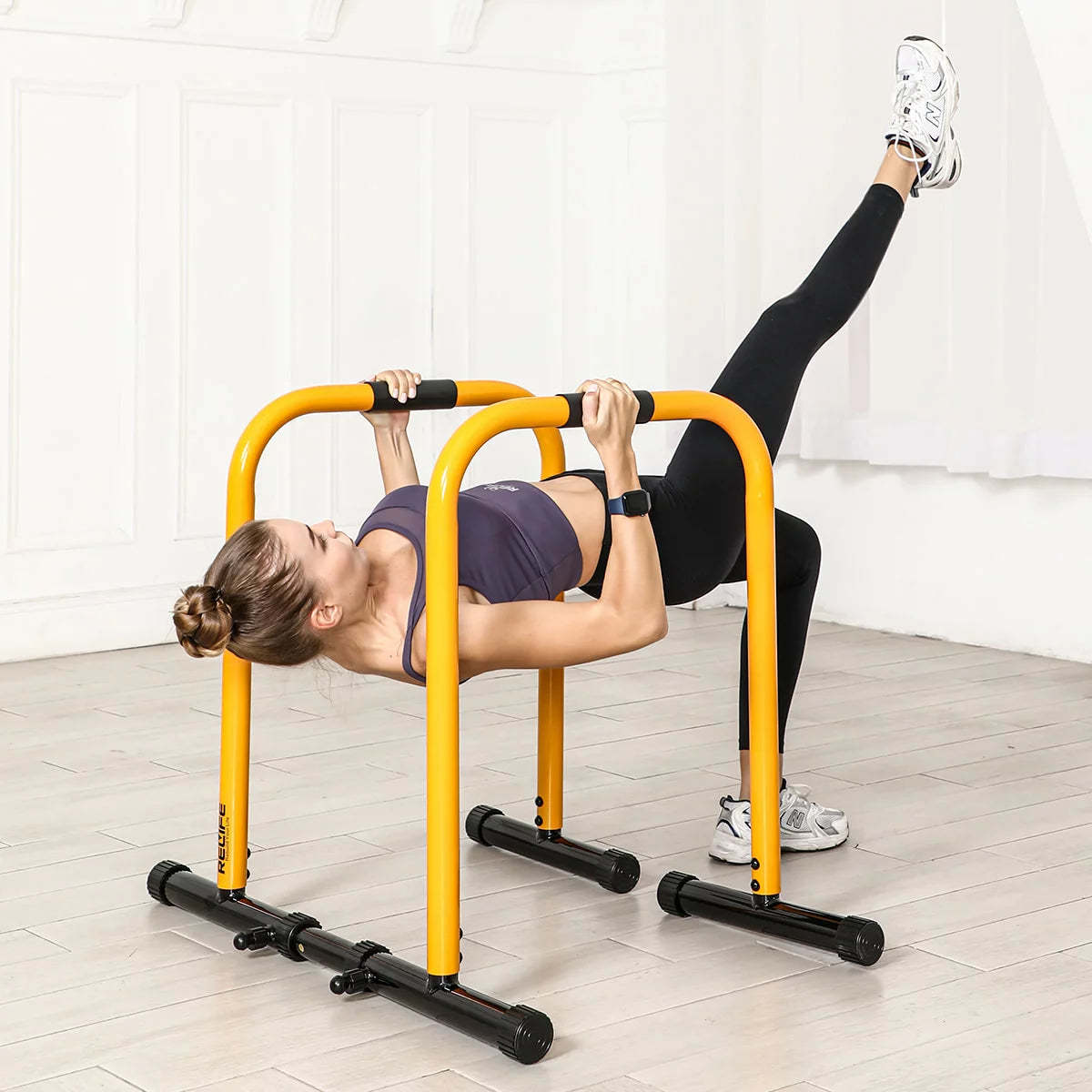 Adjustable Parallette Dip Bar Station Fitness Workout Dip Stand Station Machine for Home