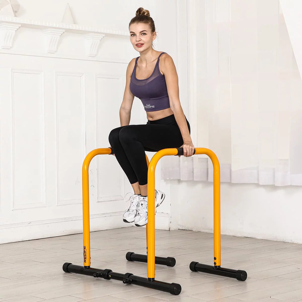 Adjustable Parallette Dip Bar Station Fitness Workout Dip Stand Station Machine for Home