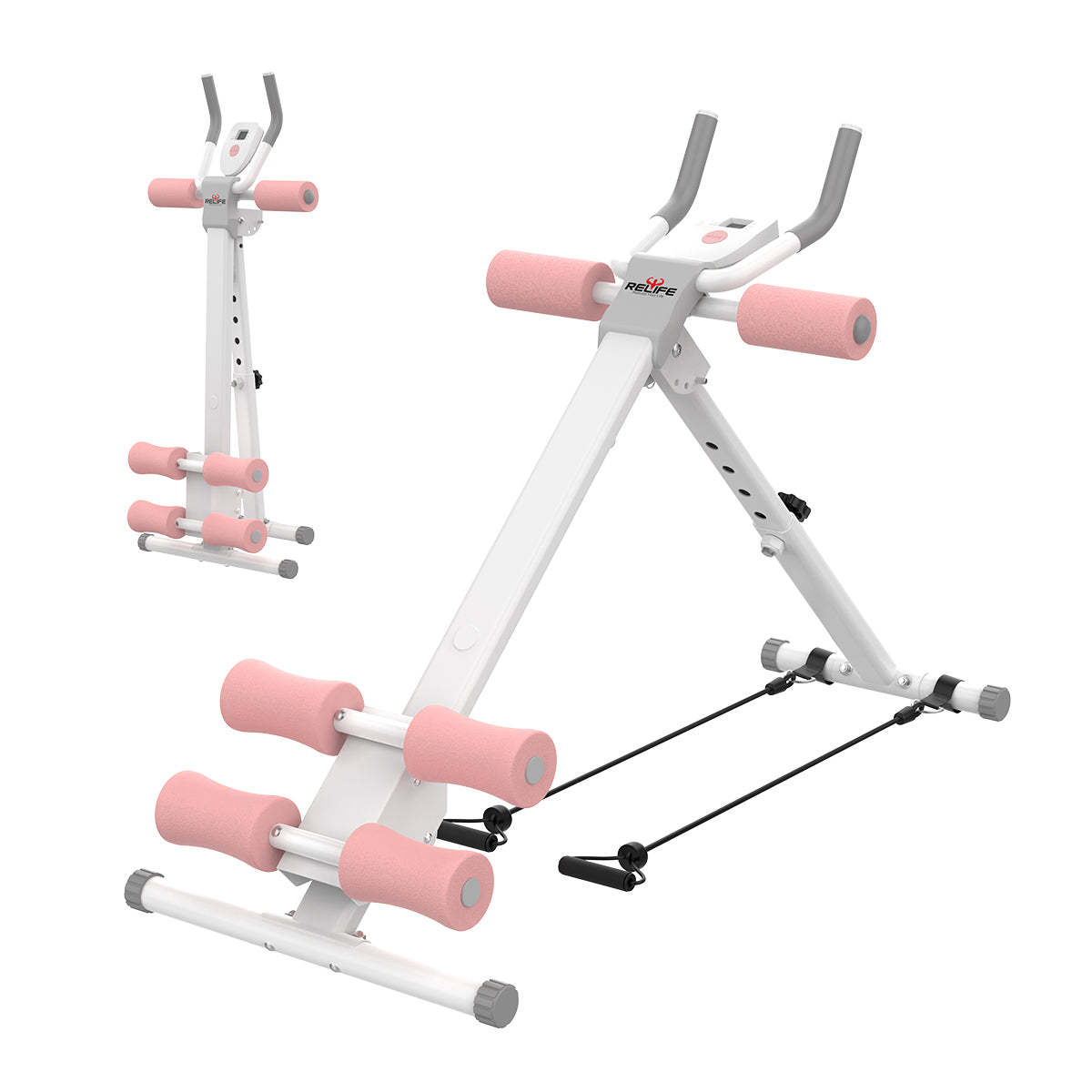 Foldable Abs Trainer Machine Waist Trainer Ab Cruncher with Resistance Band for Strength Training