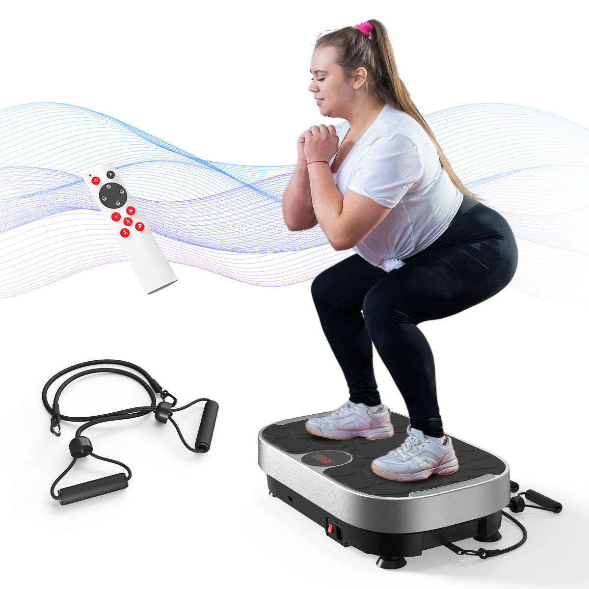 Bluetooth Enabled Vibration Plate with Loop Bands for Home Gym
