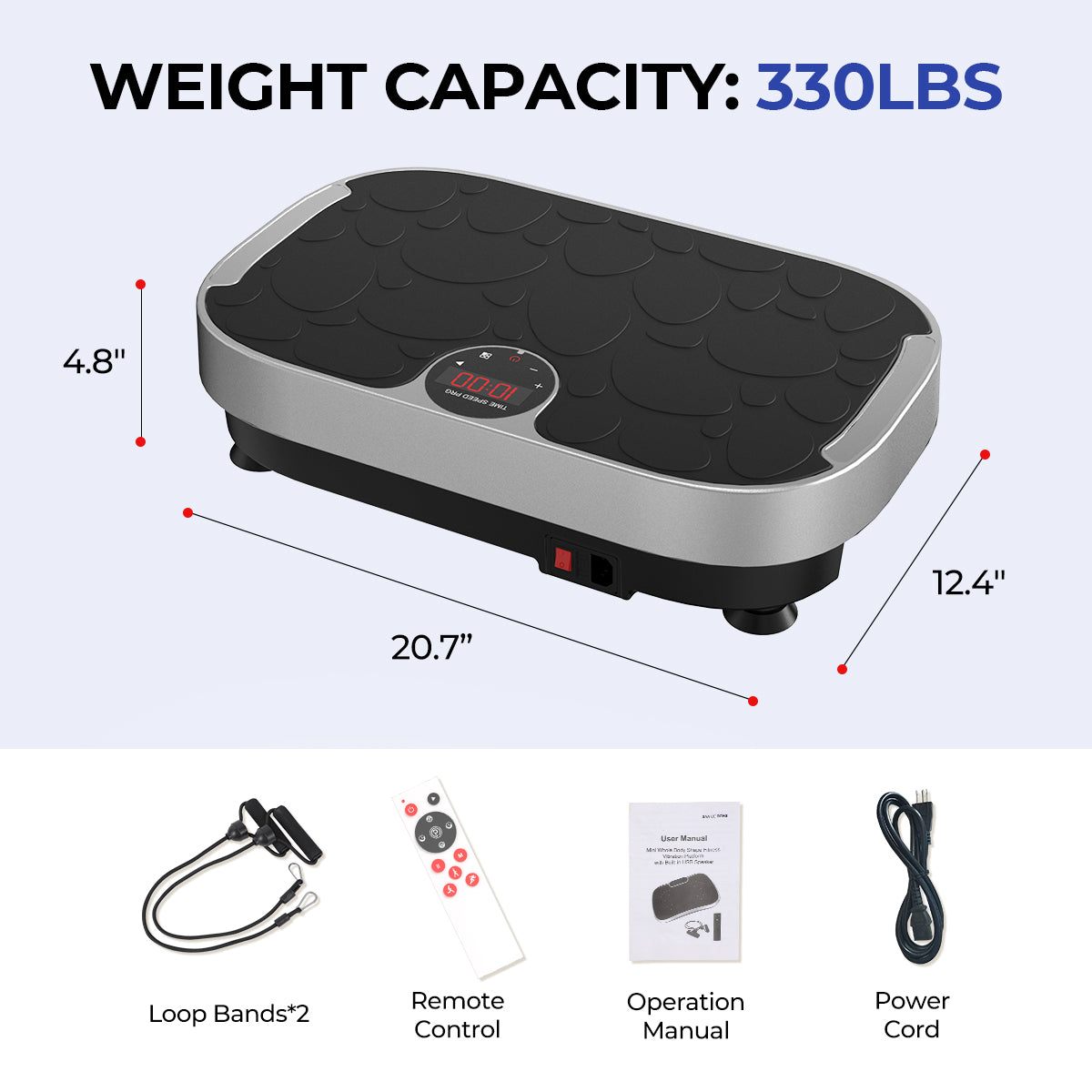 Bluetooth Enabled Vibration Plate with Loop Bands for Home Gym
