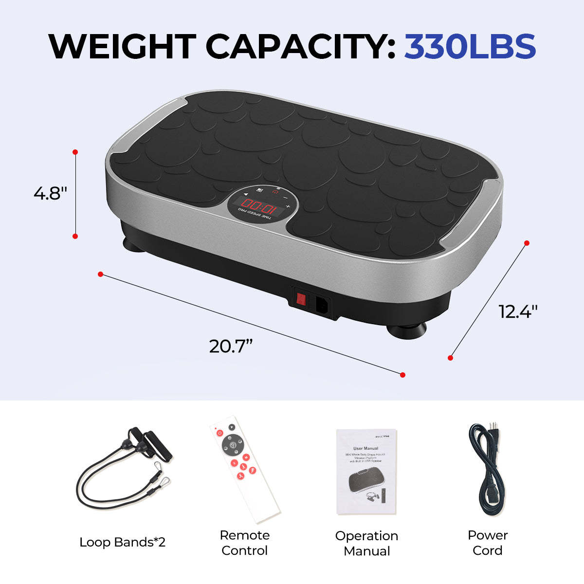 Bluetooth Enabled Vibration Plate with Loop Bands for Home Gym