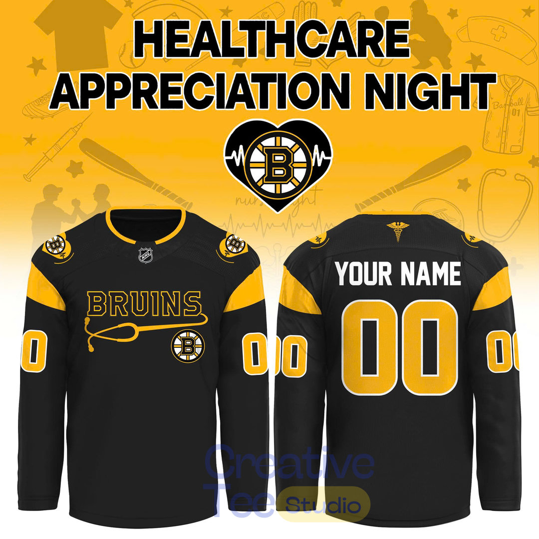 Boston Bruins Healthcare Appreciation Night 2026 Custom Hockey Jersey Boston Bruins Healthcare Appreciation Night 2026 Custom Hockey Jersey