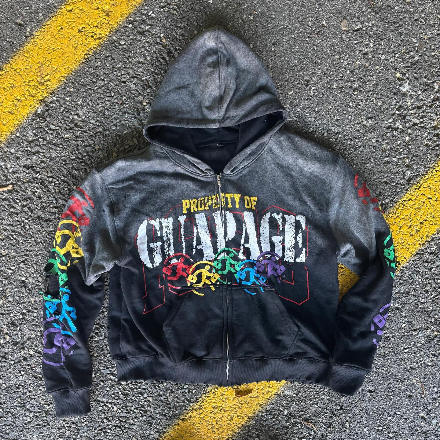 Vintage Gradient Print Hoodie Set