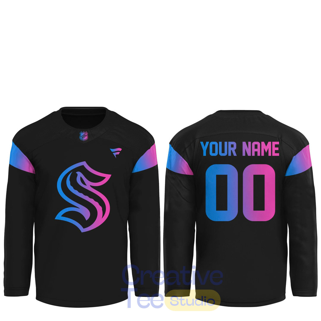 Seattle Kraken Cyberpunk Warm Up 2026 Custom Hockey Jersey