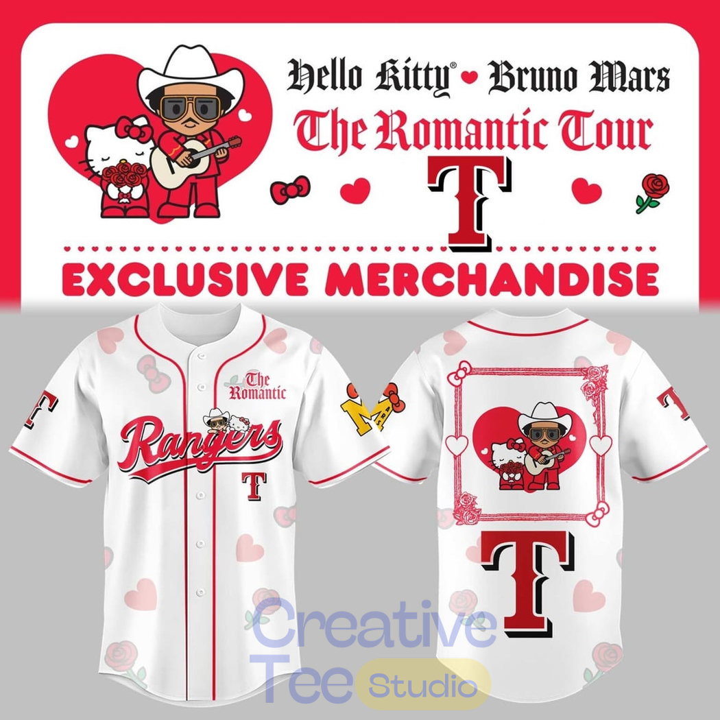 Texas Rangers x Hello Kitty Bruno Mars The Romantic Tour Exclusive Baseball Jersey