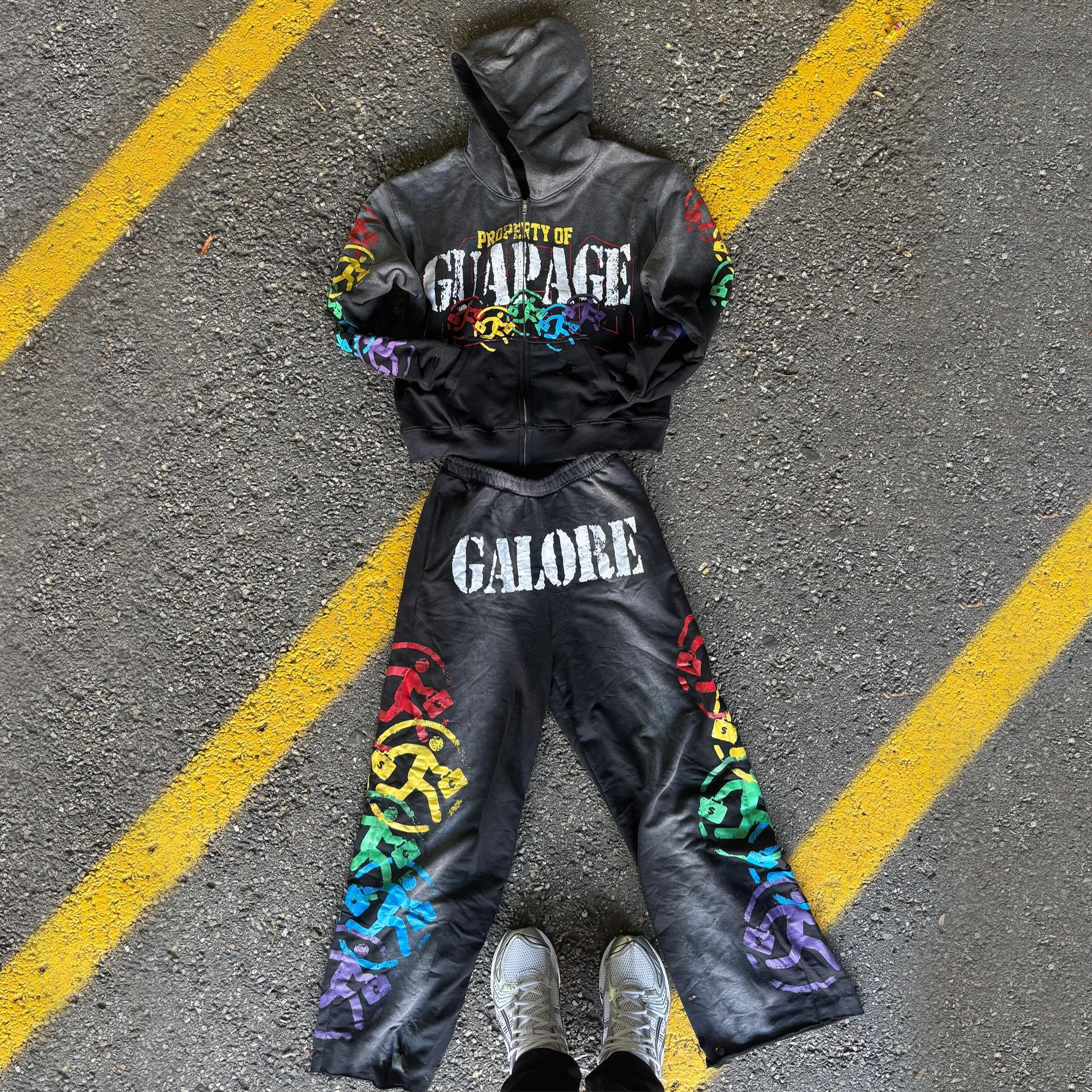 Vintage Gradient Print Hoodie Set