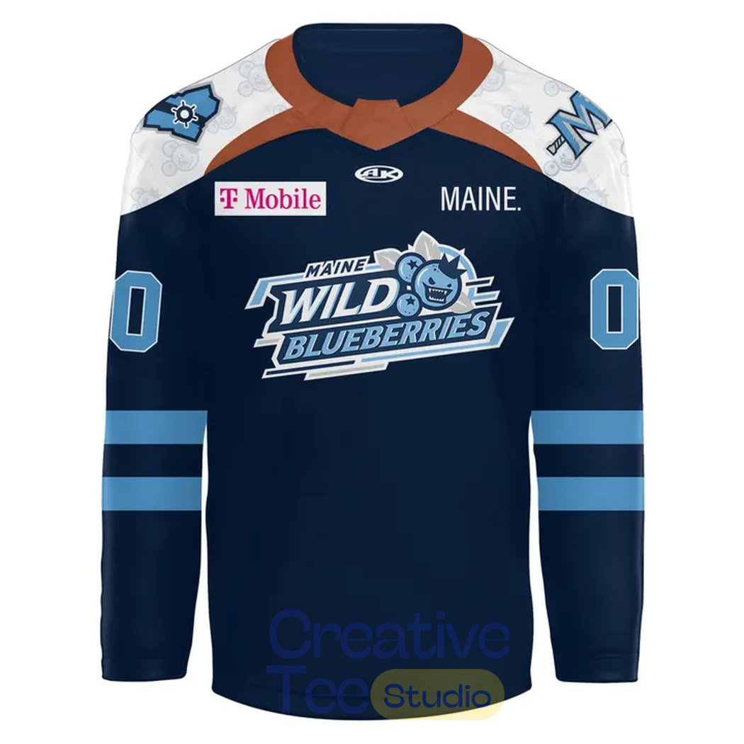 Maine Mariners 2026 Wild Blueberries Custom Hockey Jersey Maine Mariners 2026 Wild Blueberries Custom Hockey Jersey