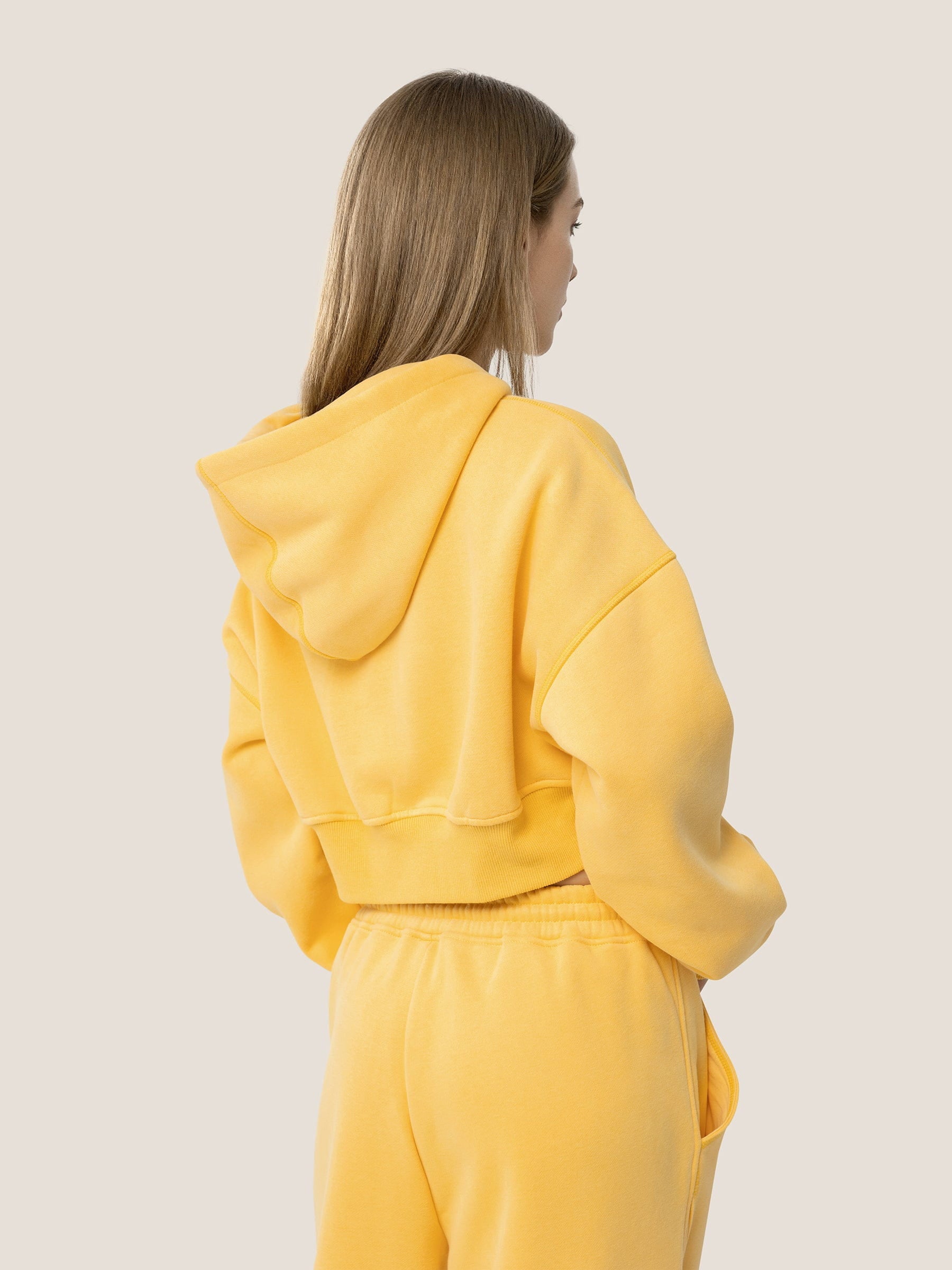  Cropped Hoodie Sets-Yellow