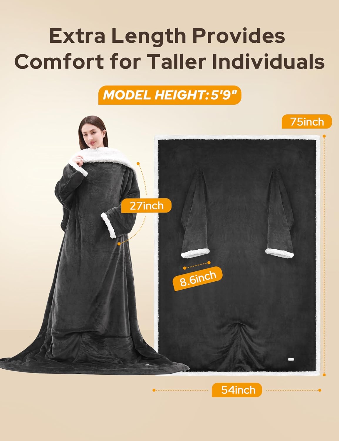 Heated Blanket Throw with Foot Pocket
