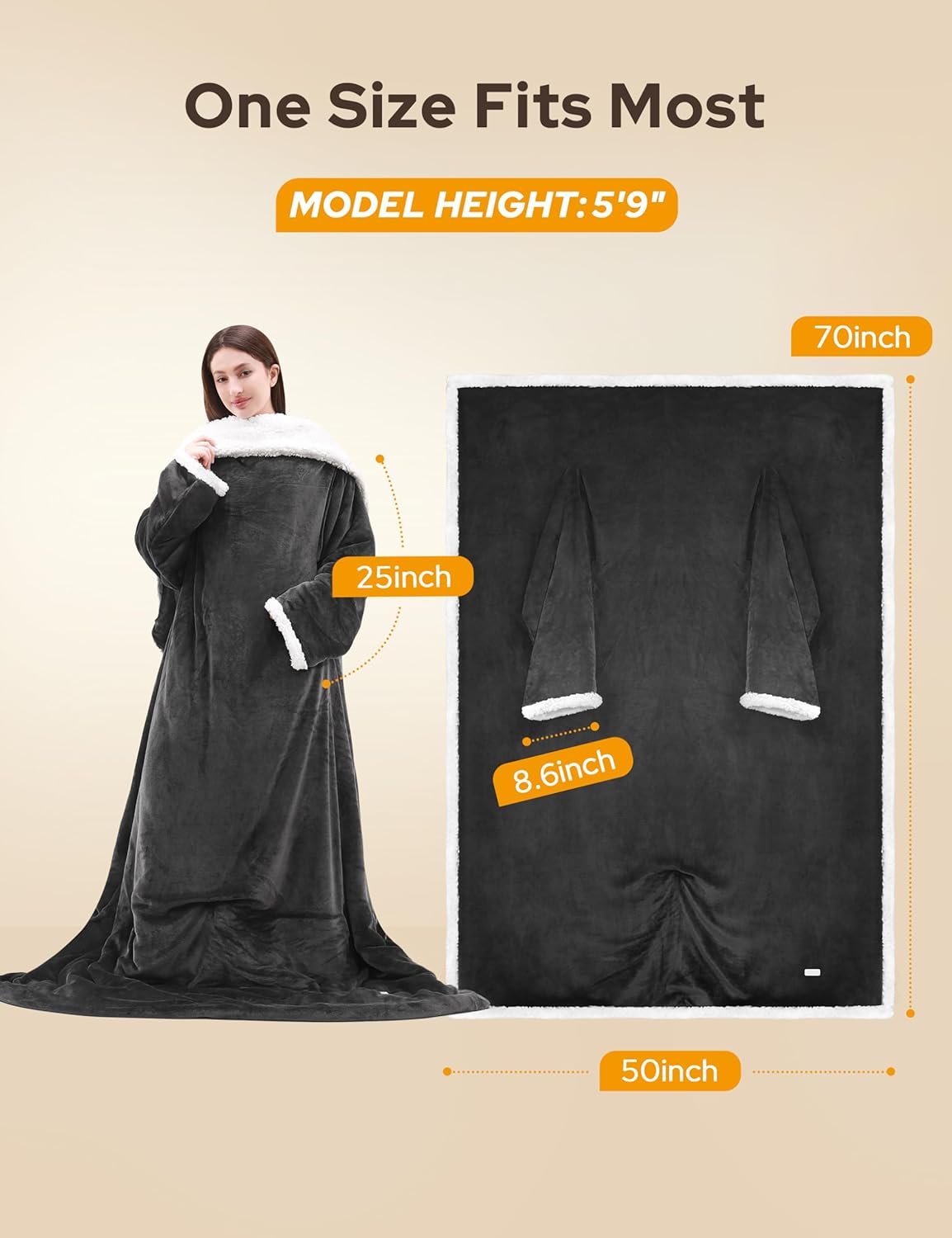 Heated Blanket Throw with Foot Pocket