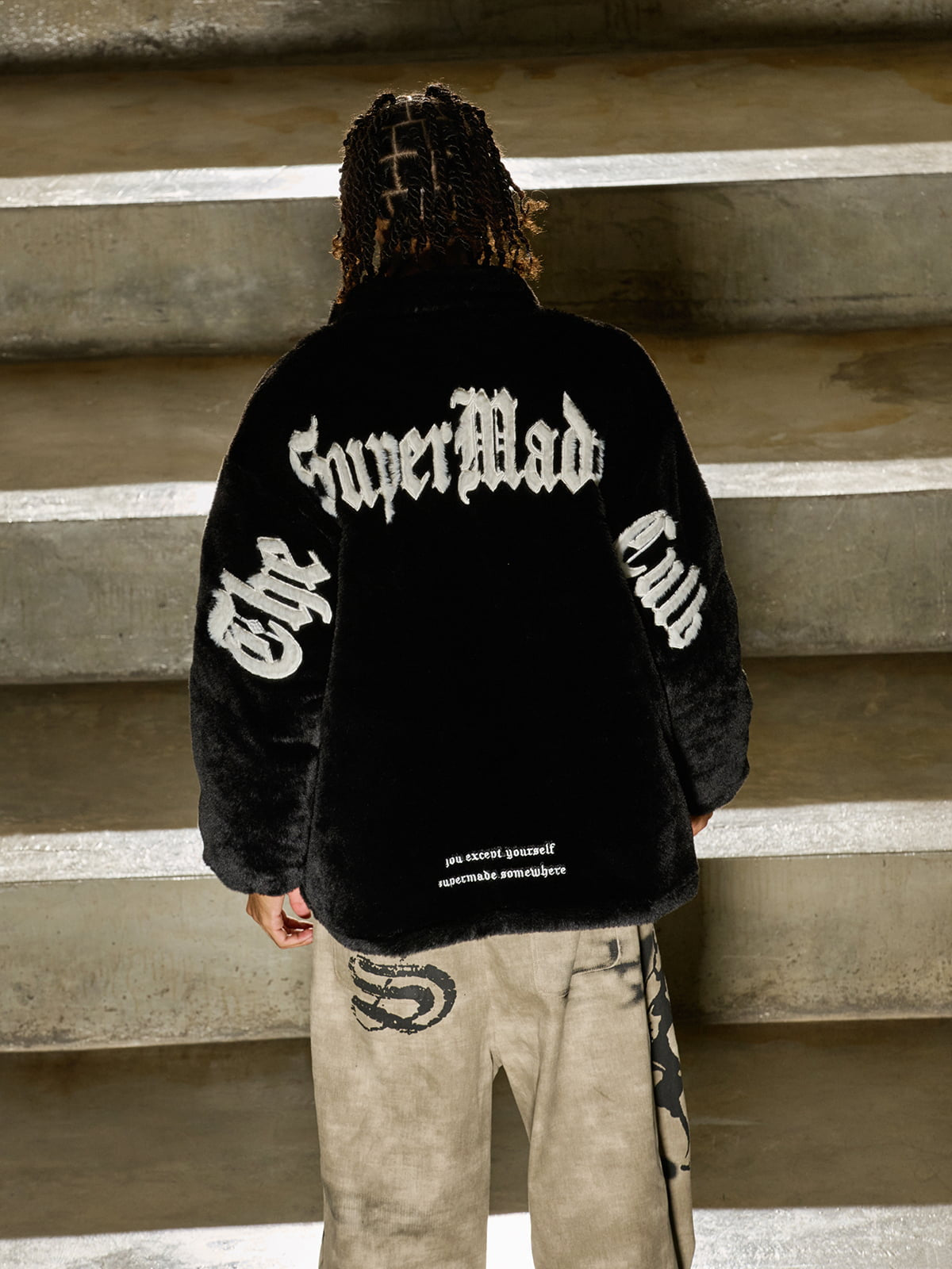 Thesupermade Street Letter Embroidered Fleece Jacket - 1838