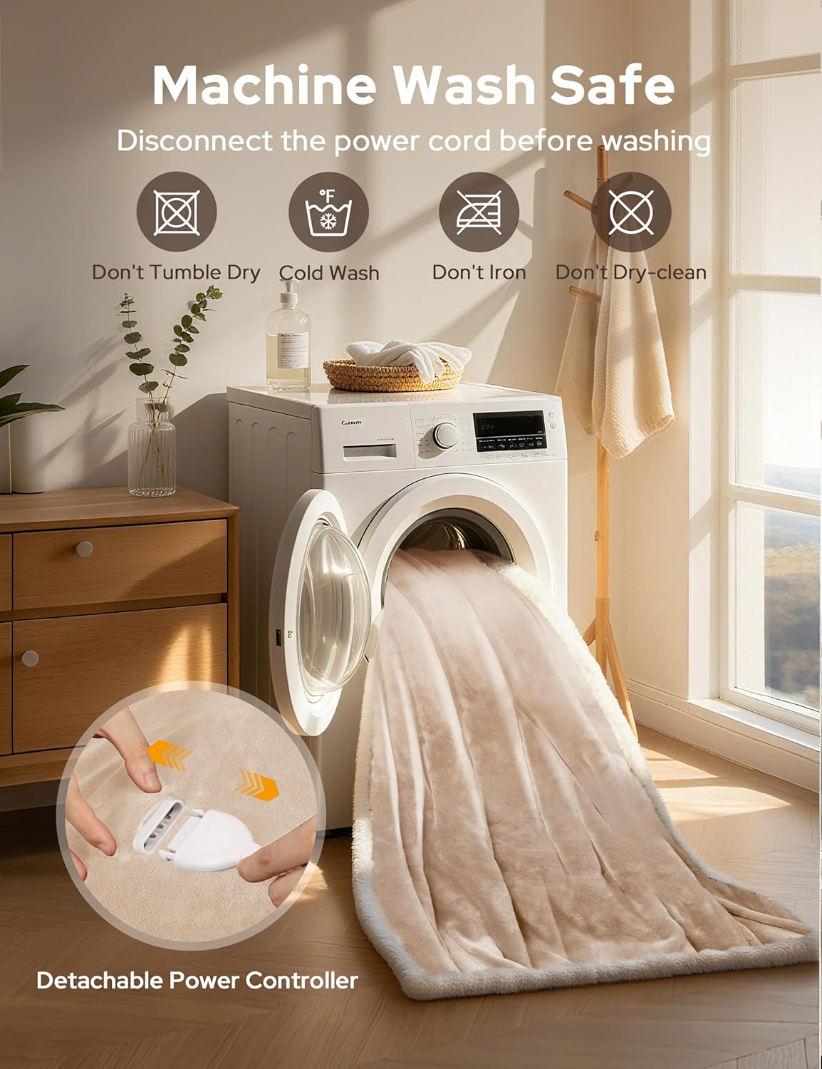 Heated Blanket Throw with Foot Pocket