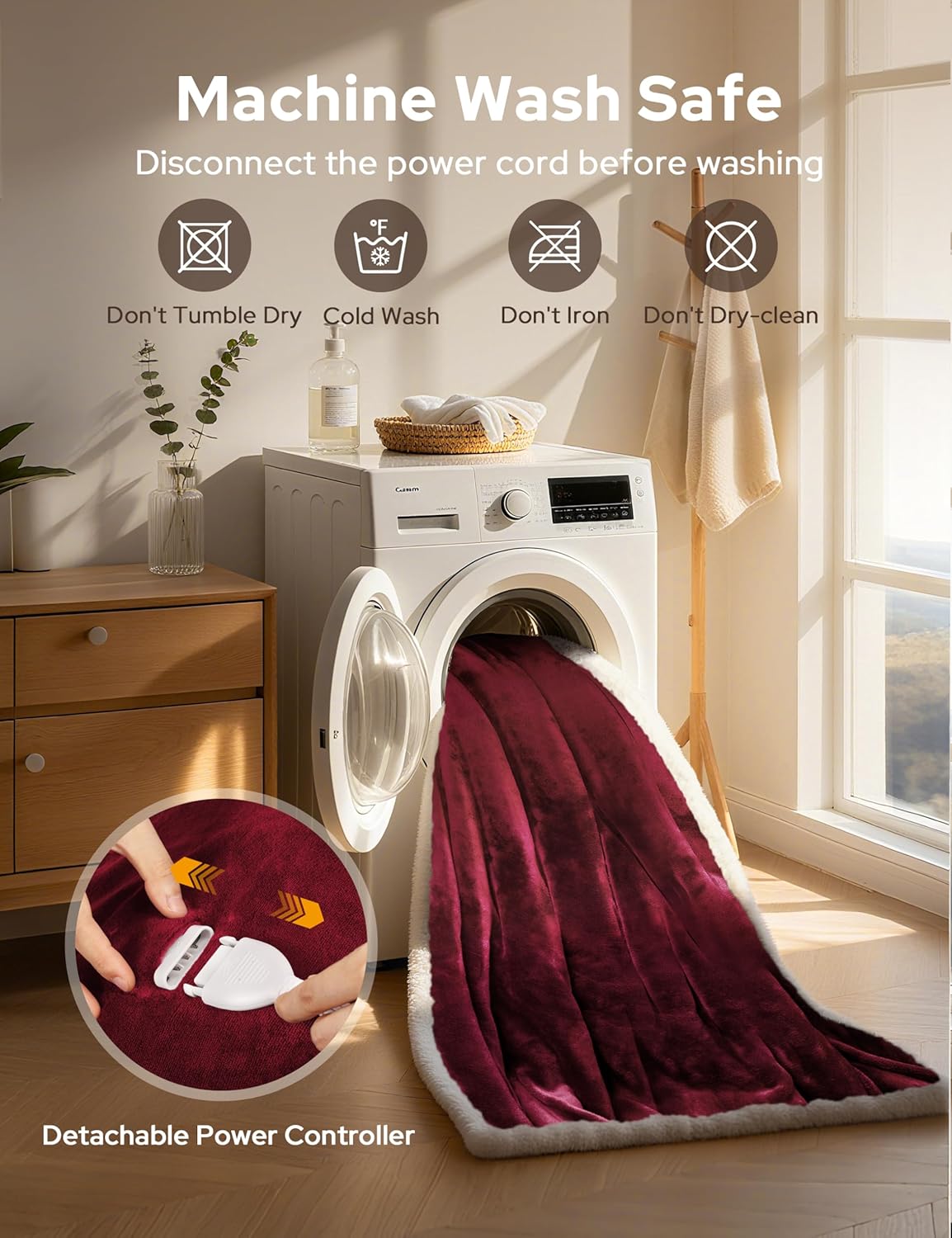 Heated Blanket Throw with Foot Pocket