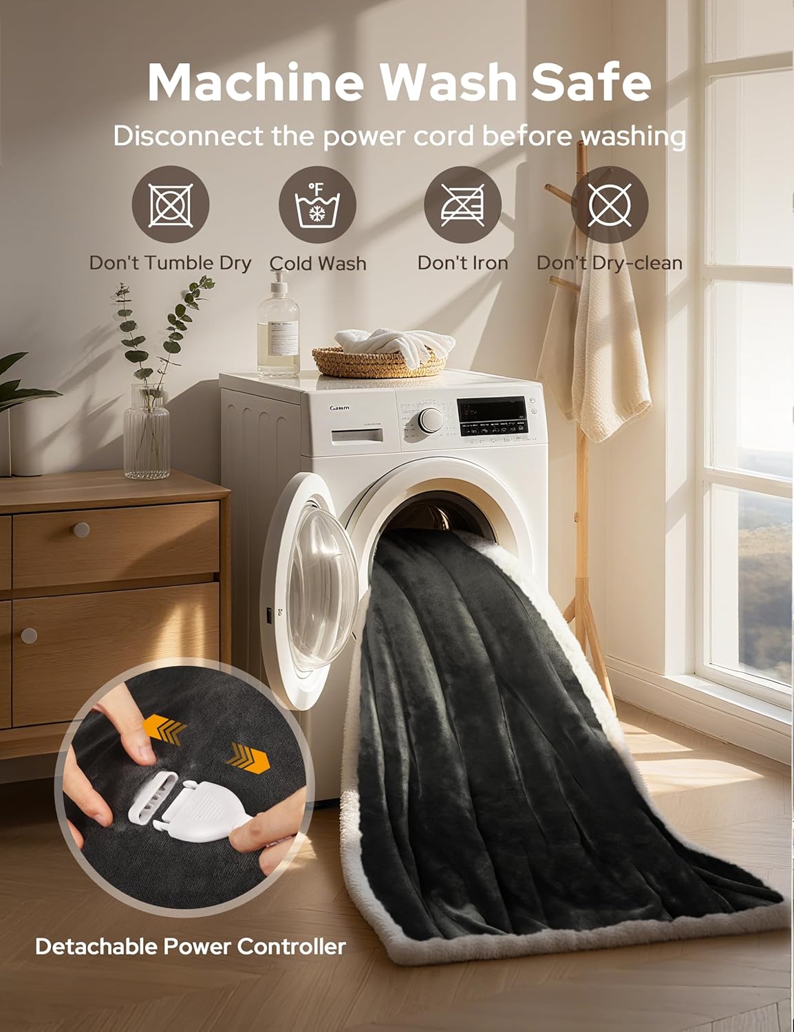 Heated Blanket Throw with Foot Pocket