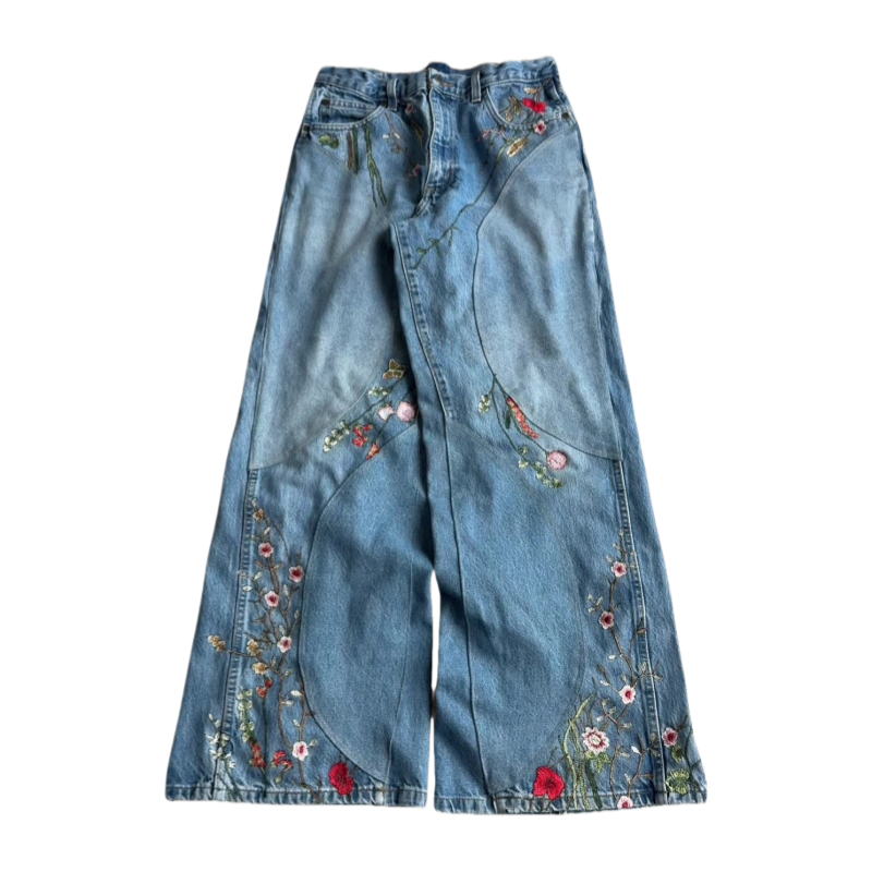 "FLORAL" BAGGY DENIM