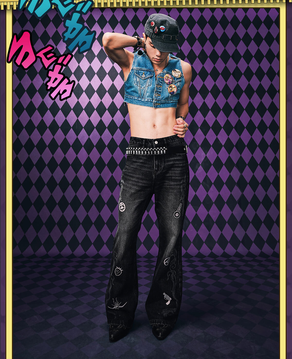 2026 MEDM × JOJO Icon Embroidery Washed Distressed Jeans