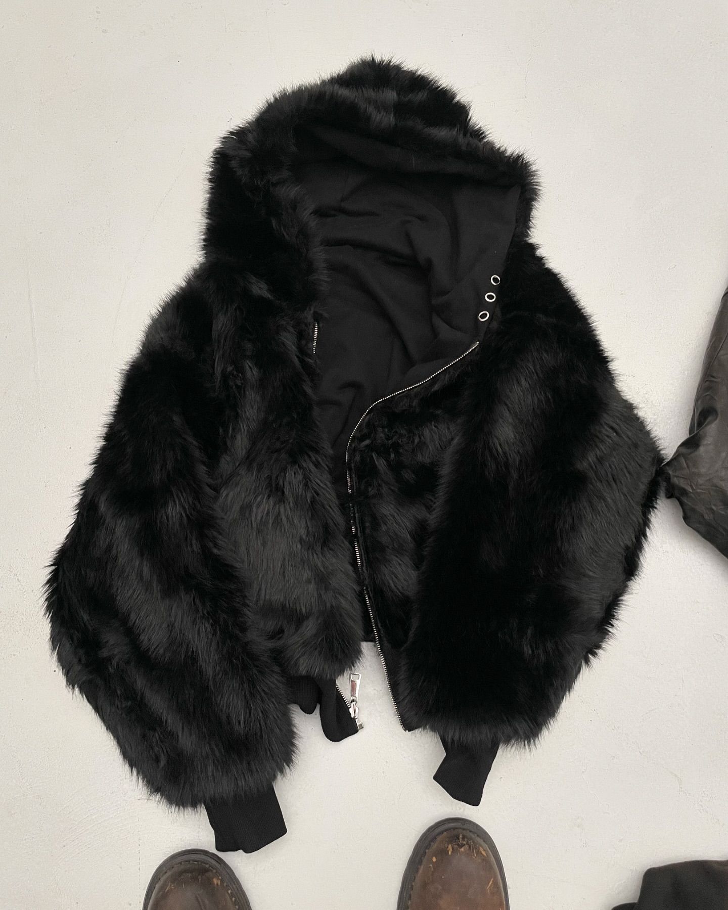 YETI FUR REVERSIBEL ZIP HOODIE JACKET