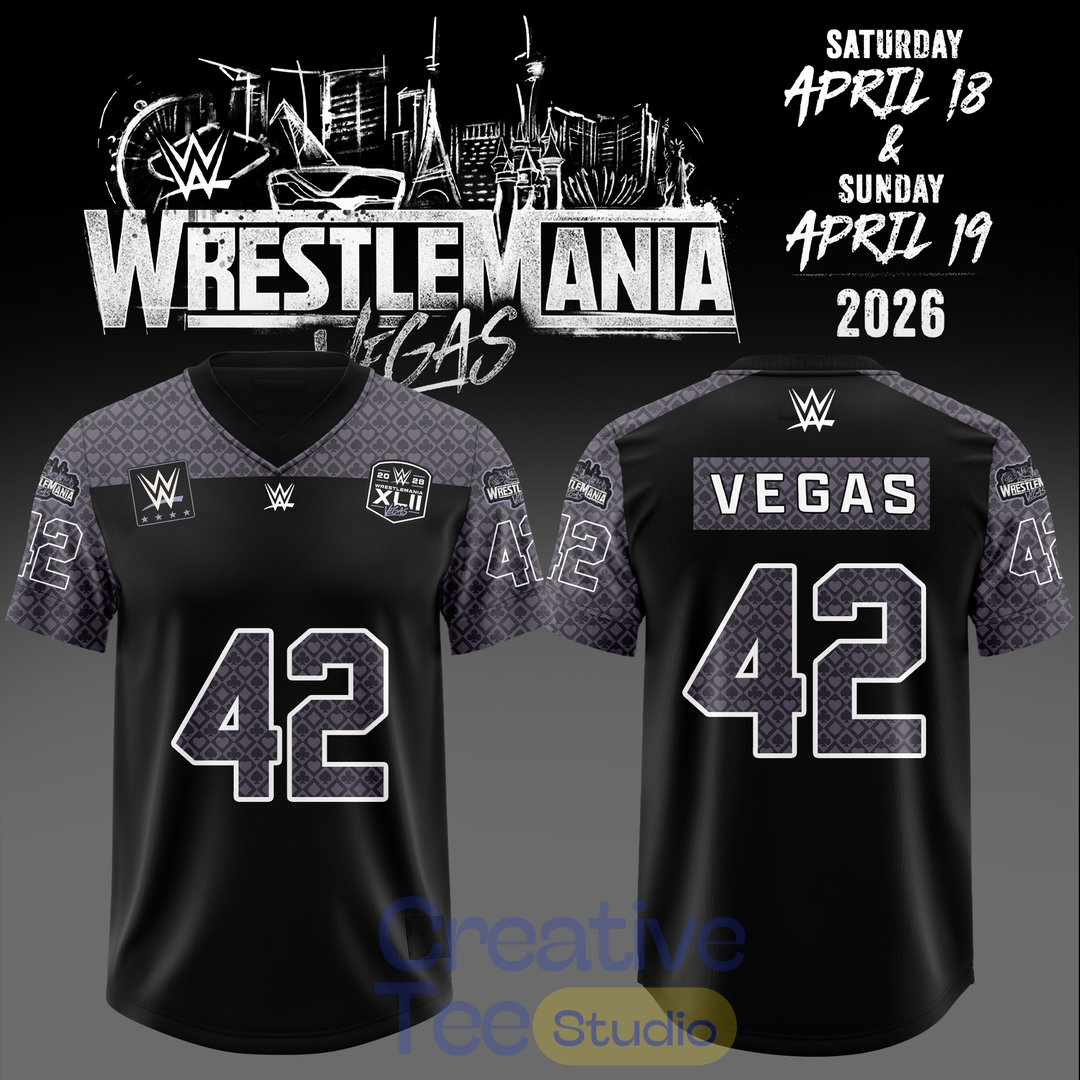 WWE Wrestlemania 42 Vegas Exclusive Football Jersey WWE Wrestlemania 42 Vegas Exclusive Football Jersey