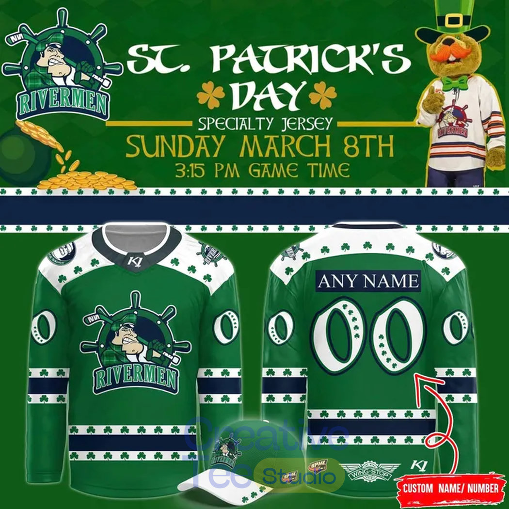Peoria Rivermen 2026 St. Patty's Day Celebration Custom Hockey Jersey Peoria Rivermen 2026 St. Patty's Day Celebration Custom Hockey Jersey