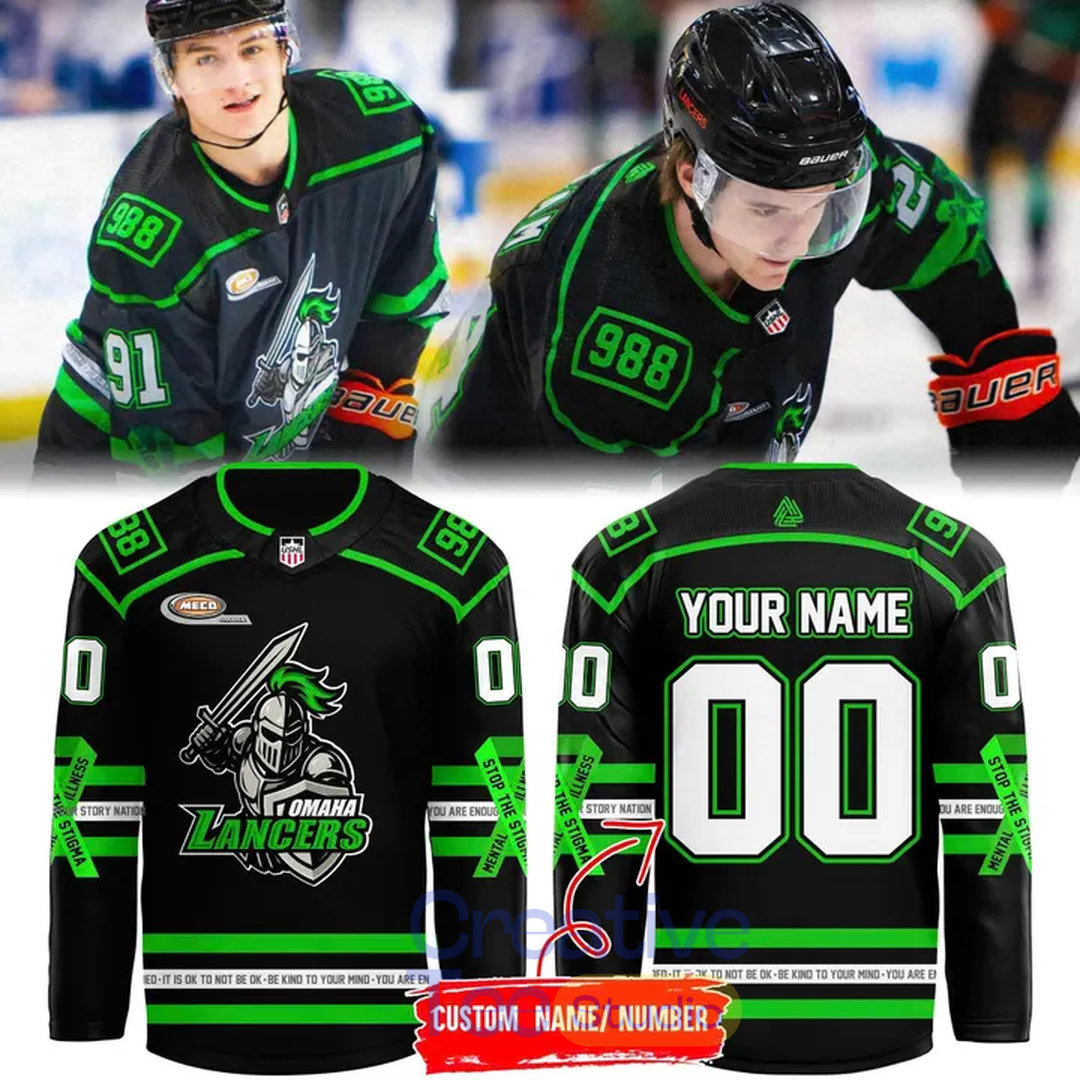 Omaha Lancers 2026 Mental Health Awareness Night Custom Hockey Jersey Omaha Lancers 2026 Mental Health Awareness Night Custom Hockey Jersey