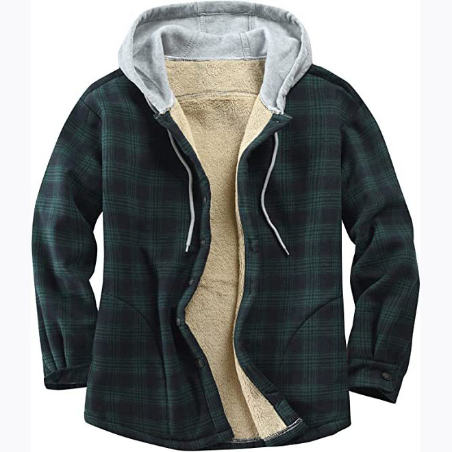 Men's Lined Hooded Flannel Jacket