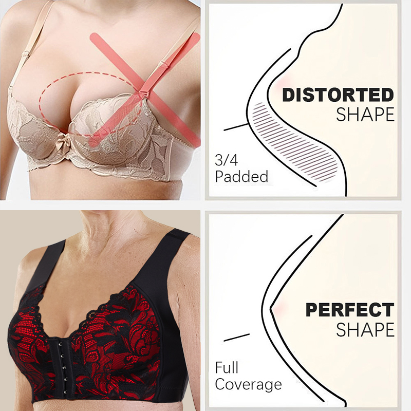 Lily®FRONT CLOSURE '5D' SHAPING PUSH UP COMFY Wireless BRA(3 PACK