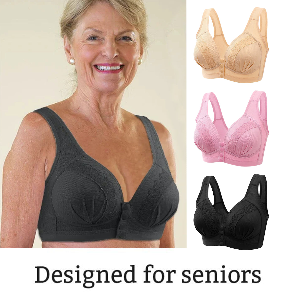 Lily Bras for Older Women Front Close, 5d Shaping Push Up Seamless No Trace  Beauty Back Sports Anti-Saggy Comfy Bra (Color : Beige, Size : X-Large) :  : Clothing, Shoes & Accessories
