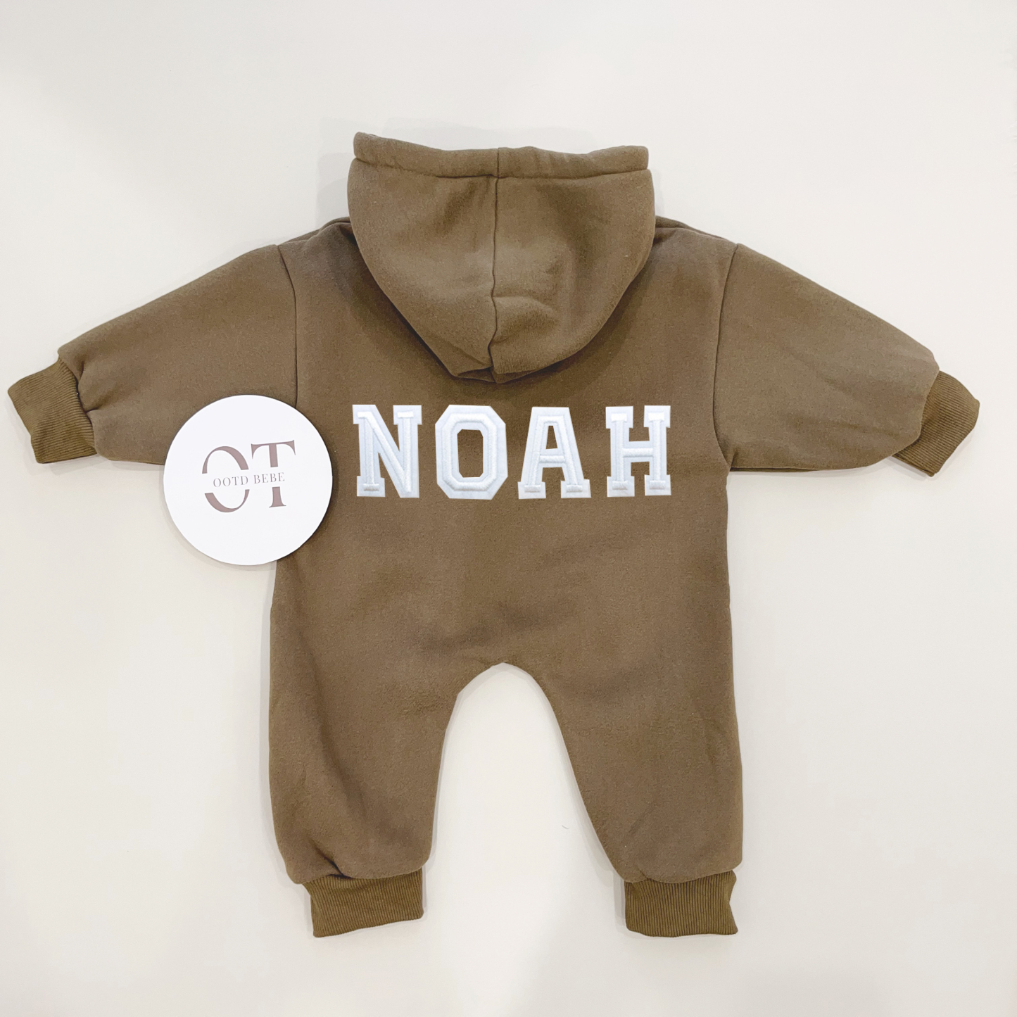 Baby Solid Hooded Zip Up Jumpsuit-ootdbebe