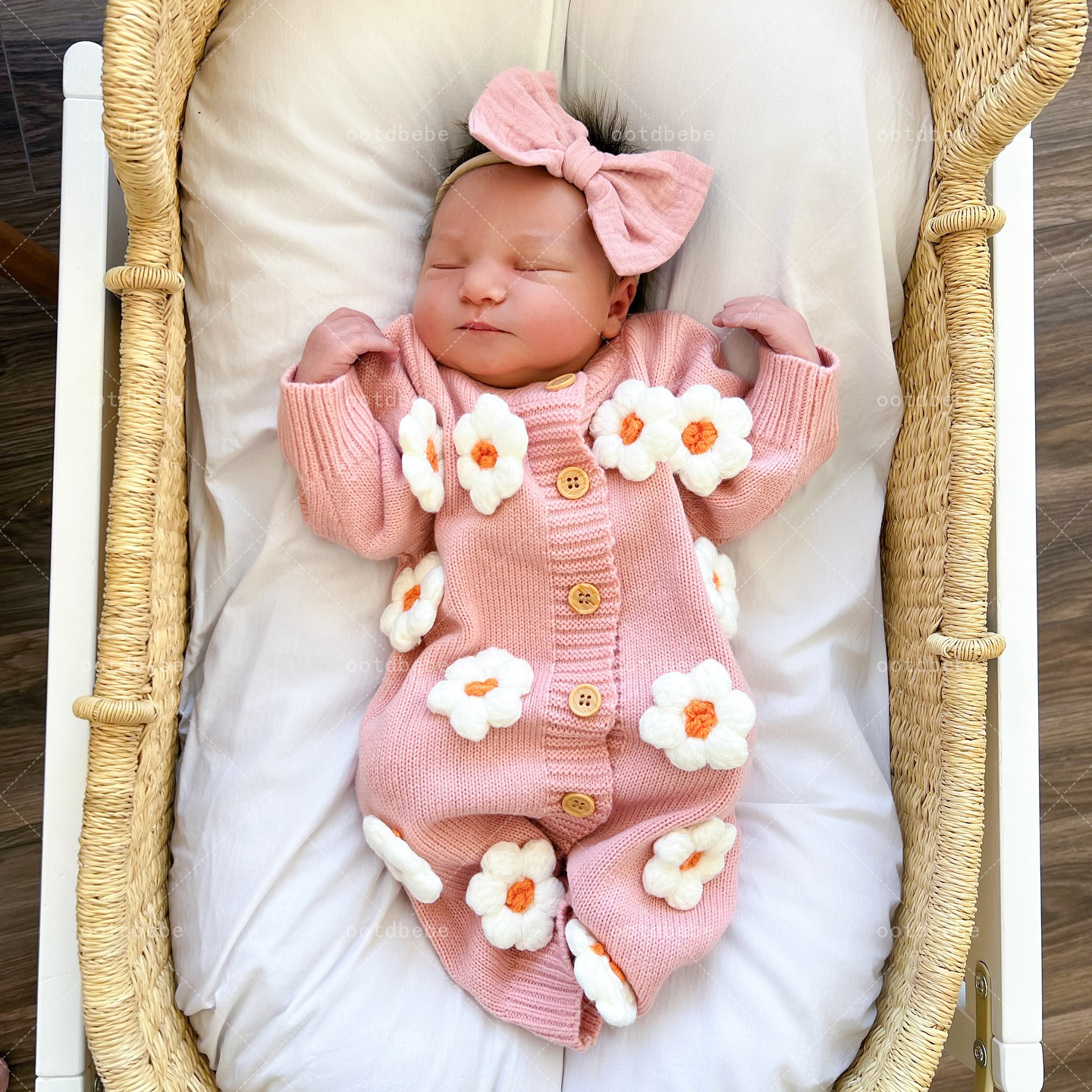 Newborn Knitting Floral Jumpsuit