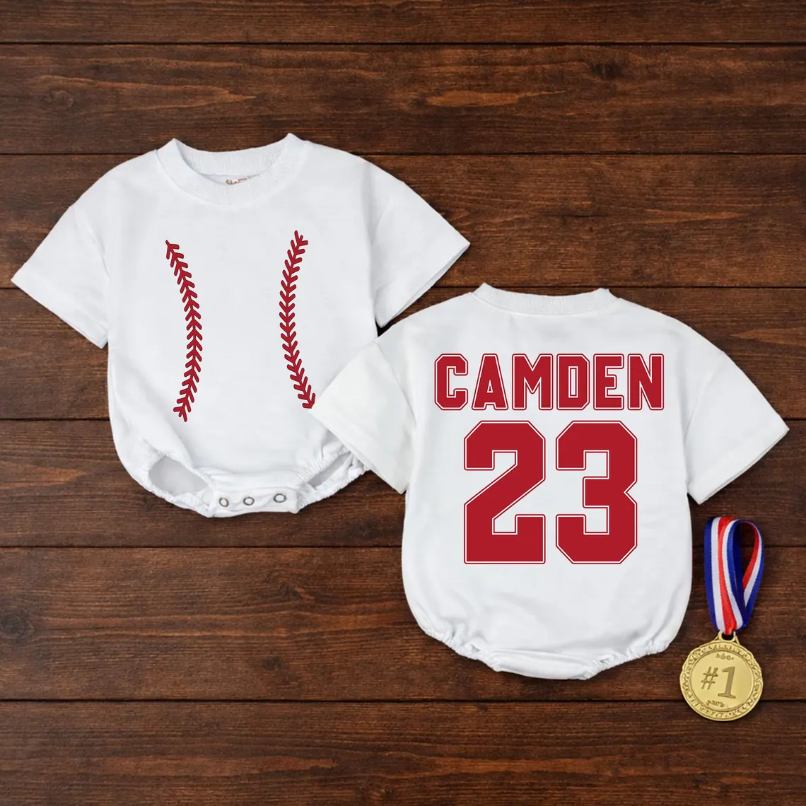 Baby Baseball Custom Name Romper
