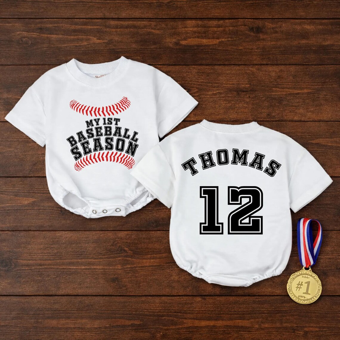 Baby My 1st Baseball Season Custom Name Romper
