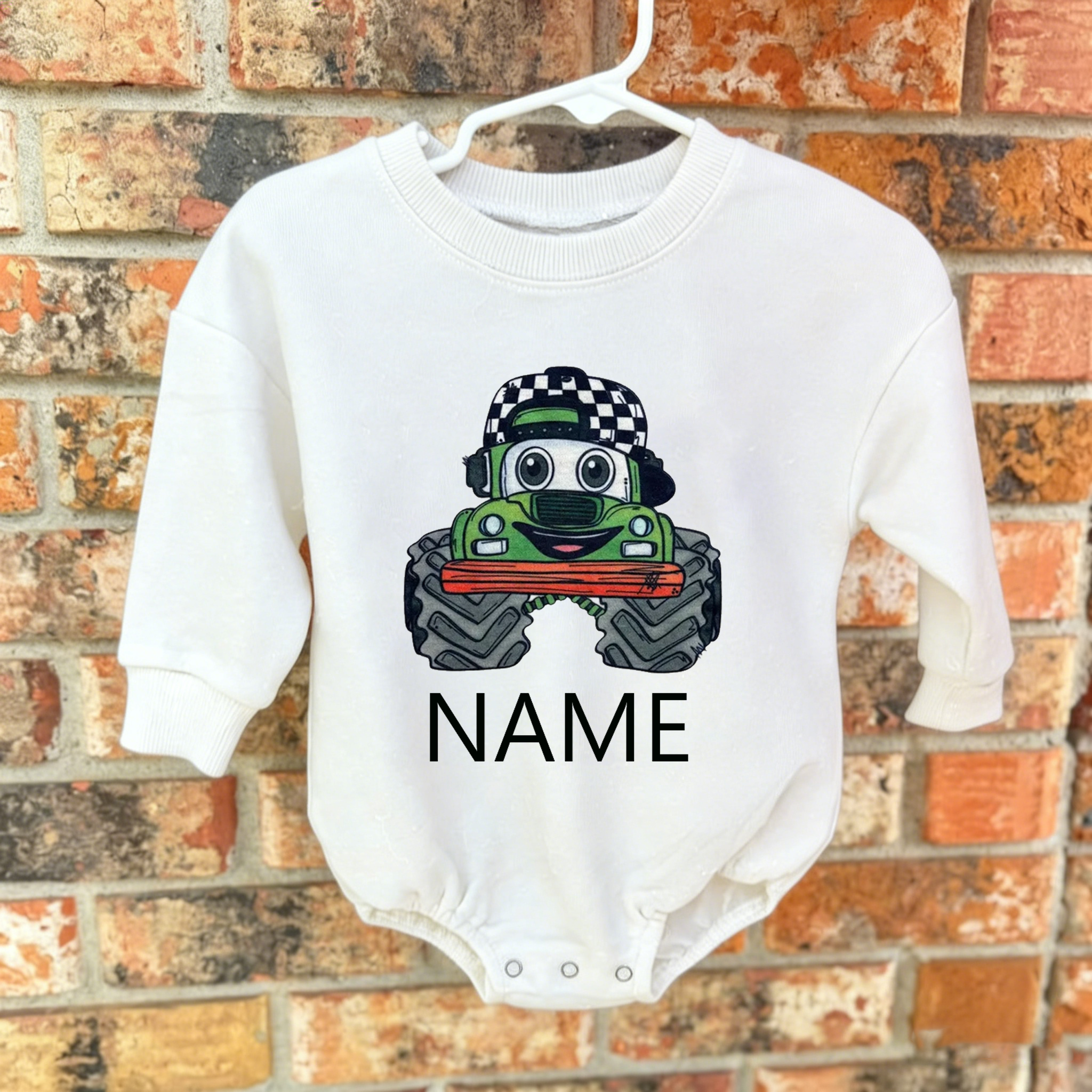 Baby Truck Custom Name Romper