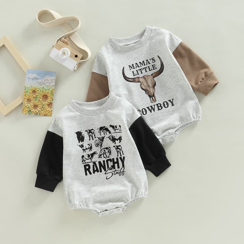 Baby Cowboy Color Block Romper