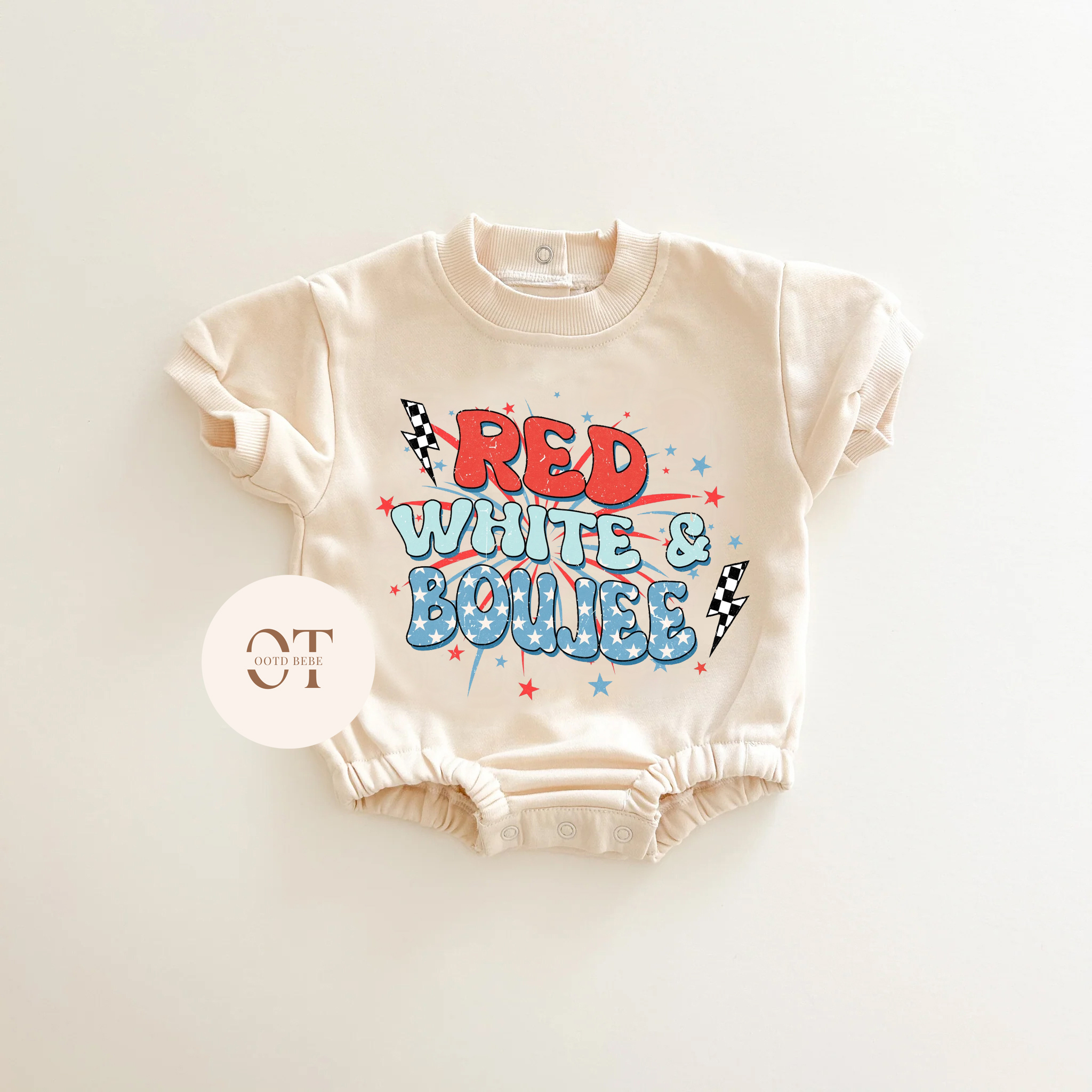 Baby Red White Boujee Romper