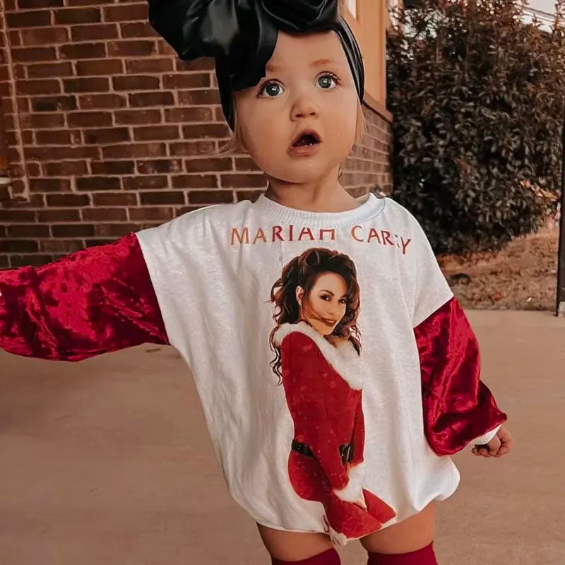 Baby Girl Mariah Carey Print Romper.