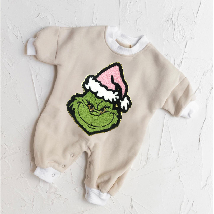 Christmas Grinch Embroidery Jumpsuit