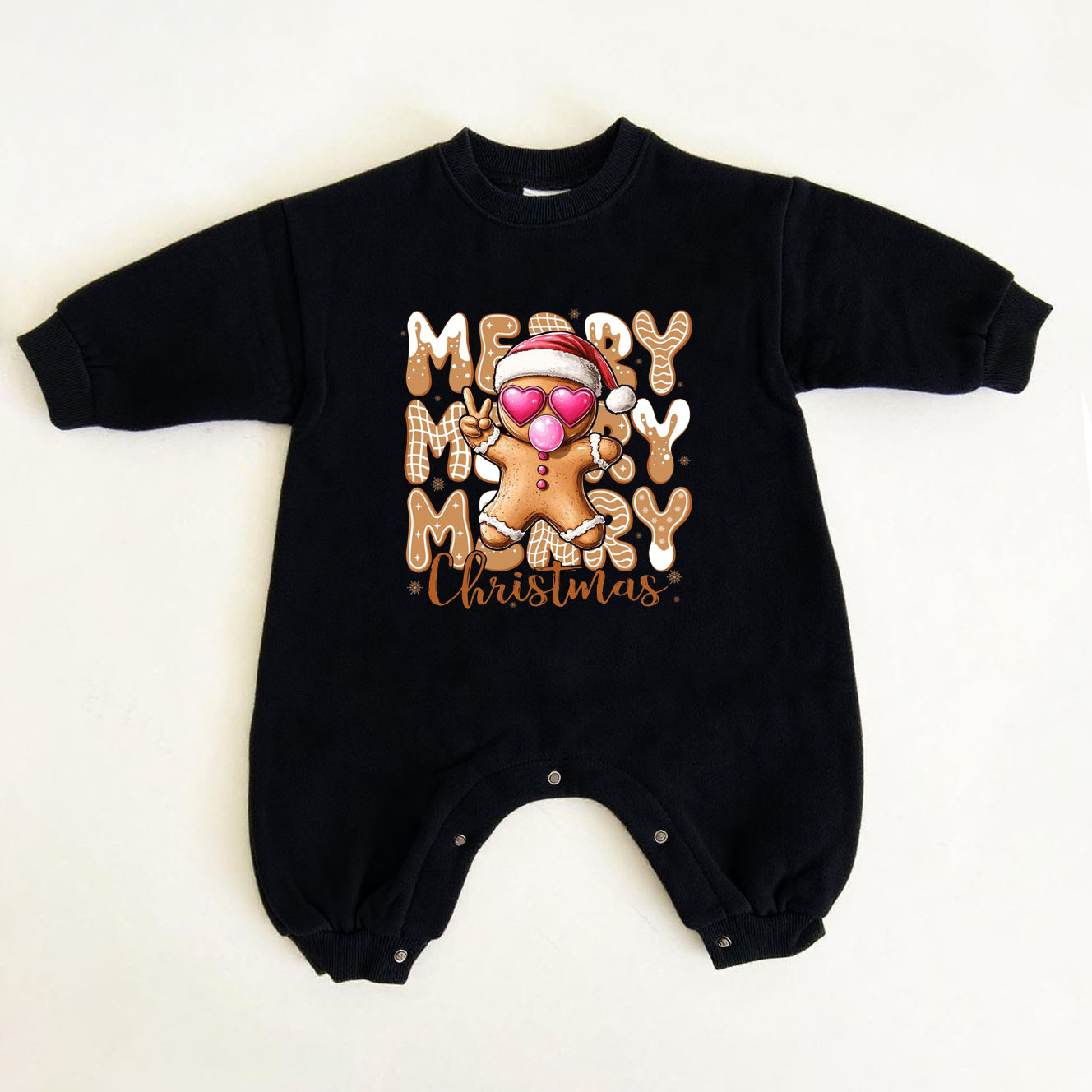 Baby Merry Christmas Gingerbread Man Jumpsuit