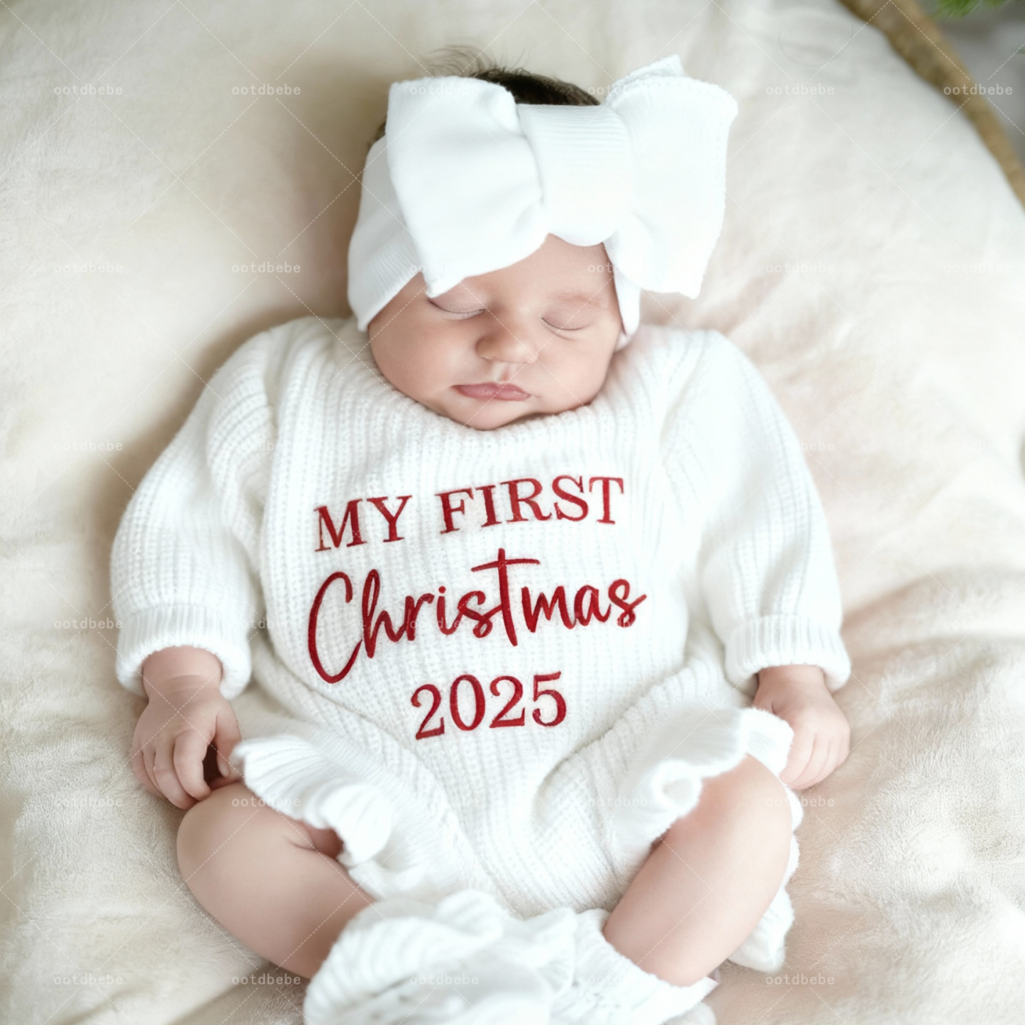 Newborn Custom Name First Christmas Sweater Romper