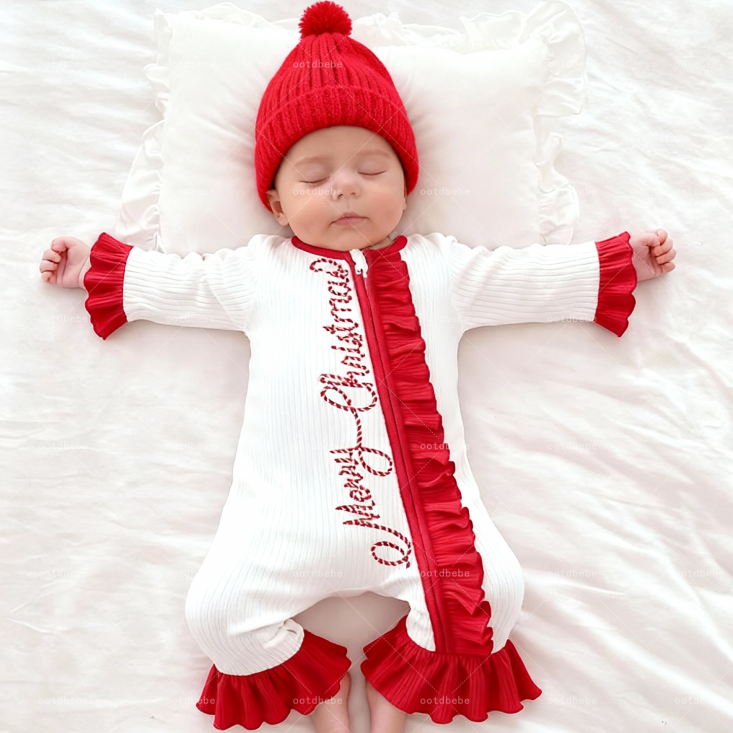 Newborn Merry Christmas Embroidery Jumpsuit